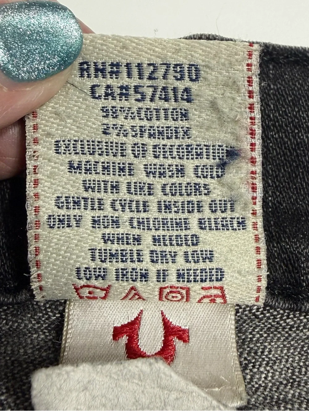True Religion Ricky Straight Jeans 30x32.5 Black Gray Wash Made in USA